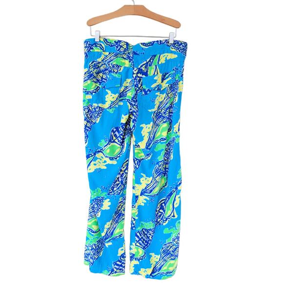 LILLY PULITZER Pippa Palazzo Beach Pant Sound the Horn Turquoise Seashell - Picture 7 of 9
